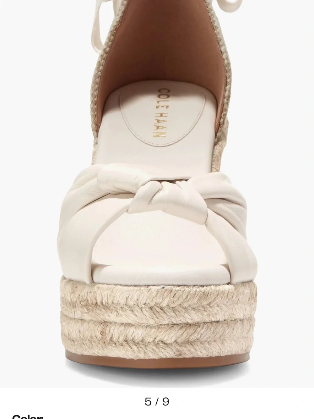 Cole Haan® Cloudfeel Hampton espadrille wedge Sandals.New Sz 10B Creme Color